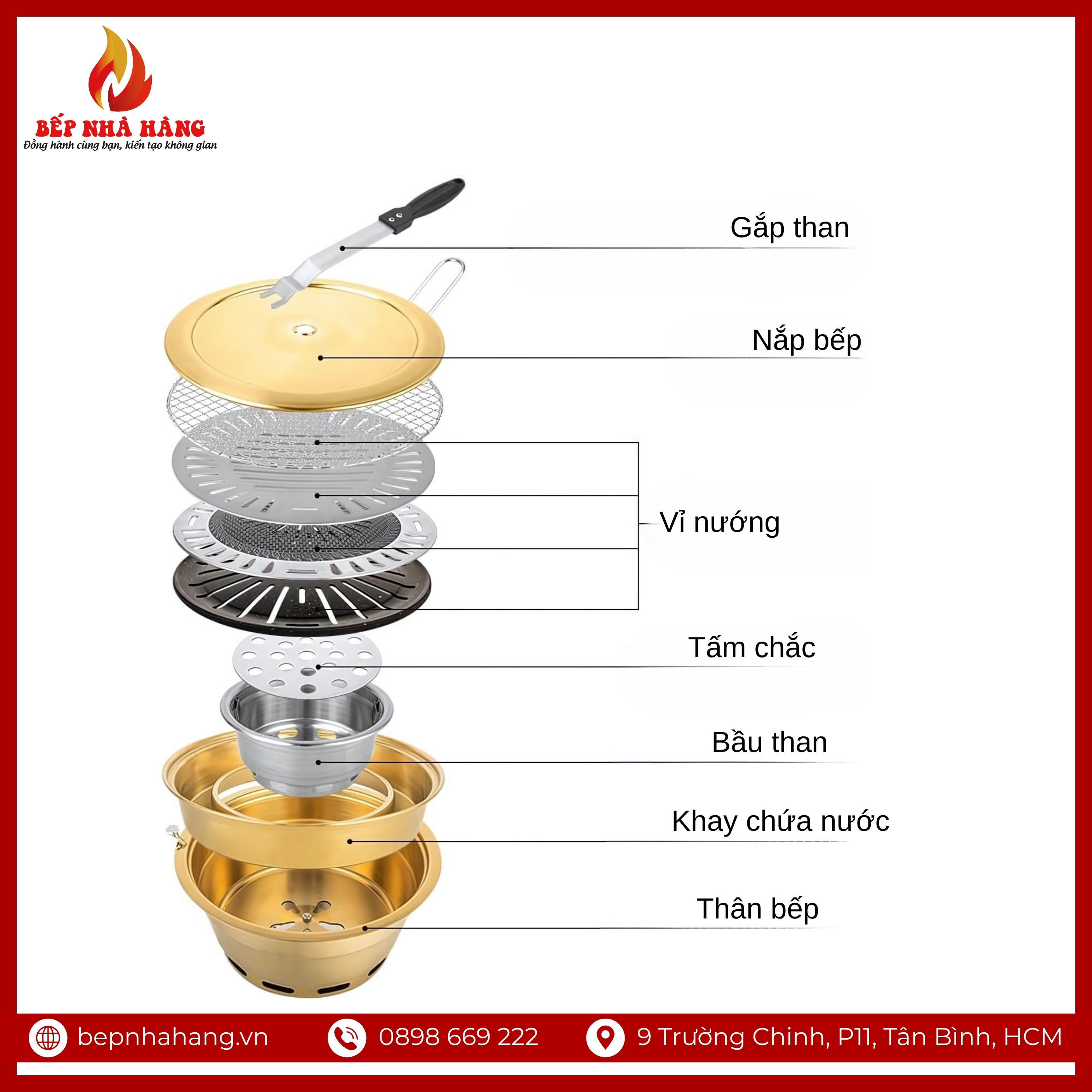 Cấu tạo bếp nướng hút âm mạ vàng