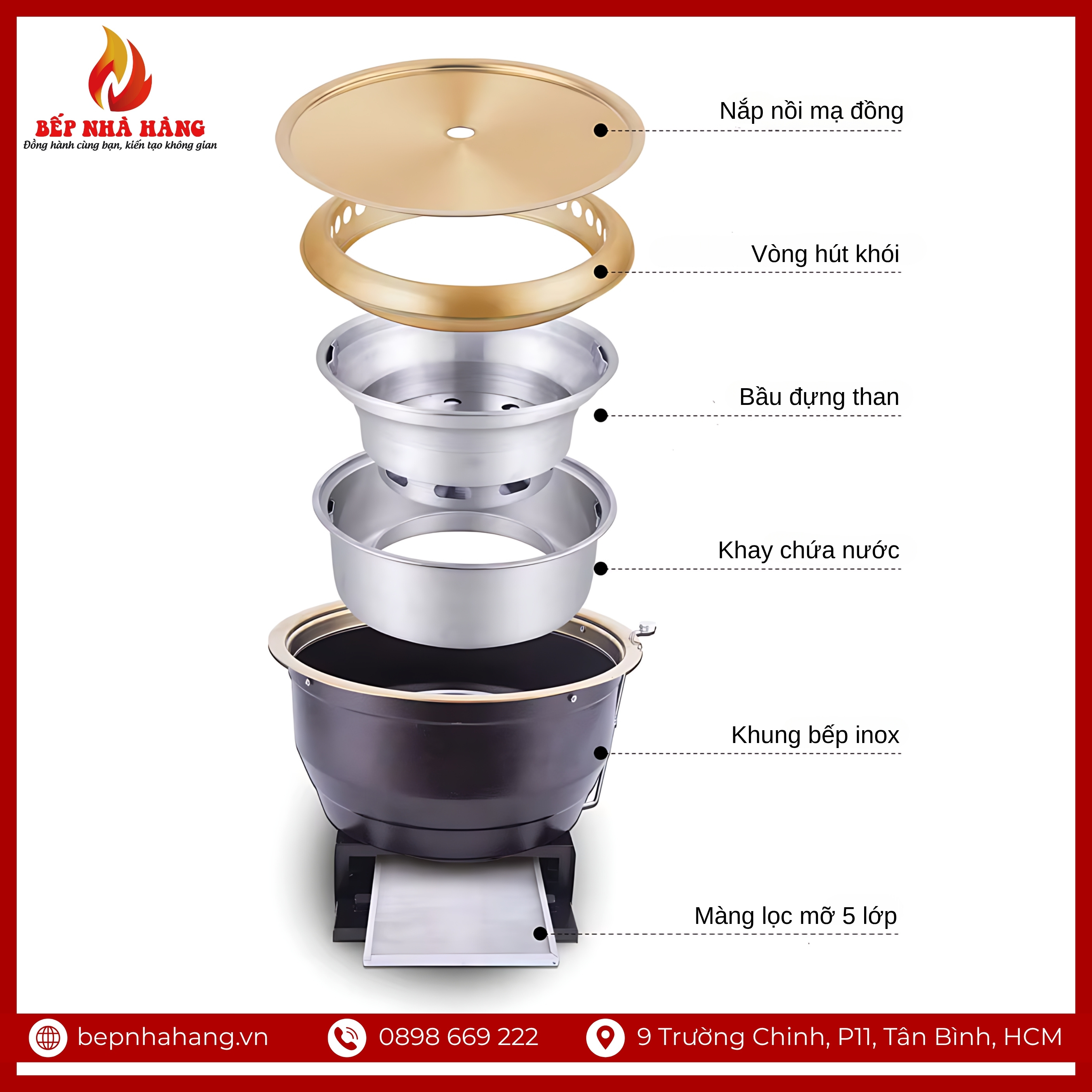 Cấu Tạo Chi Tiết Của Bếp Nướng Than Hoa Mạ Đồng