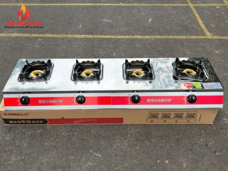 Bếp Gas Công Nghiệp Khè Lửa Inox 4 Họng
