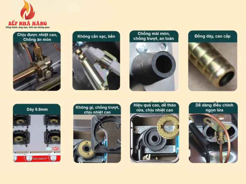 Bếp Gas Công Nghiệp Khè Lửa Inox 4 Họng