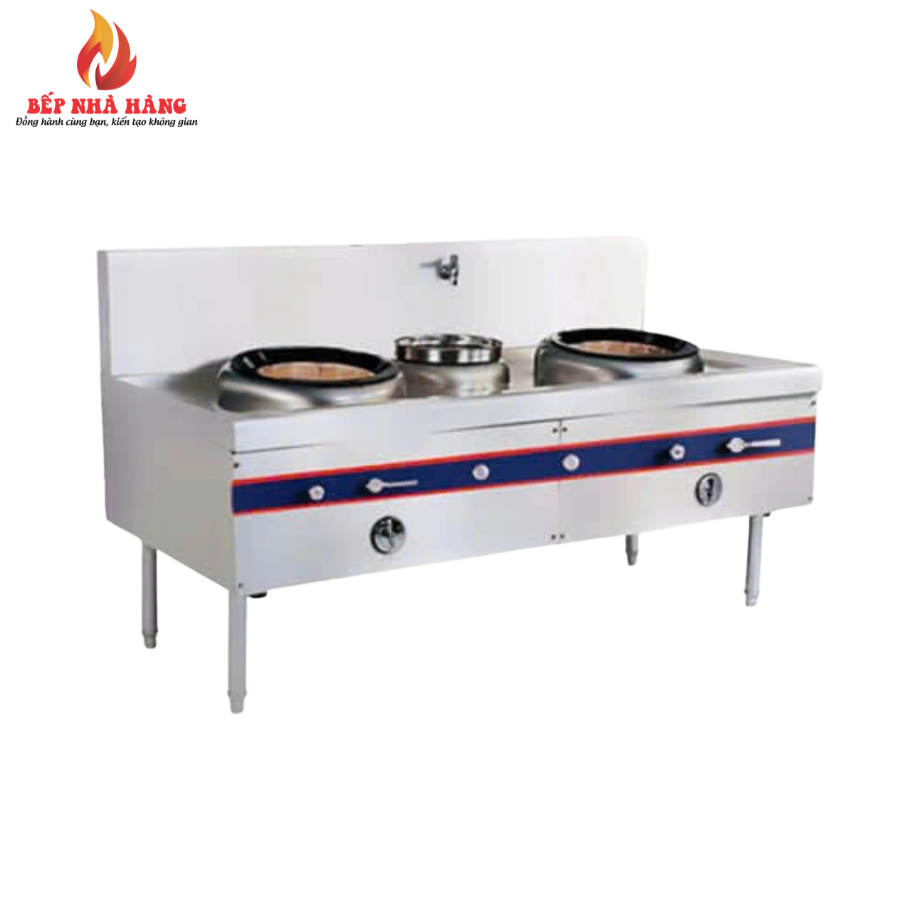 Bếp Á 2 họng đất 1 bầu nước có quạt