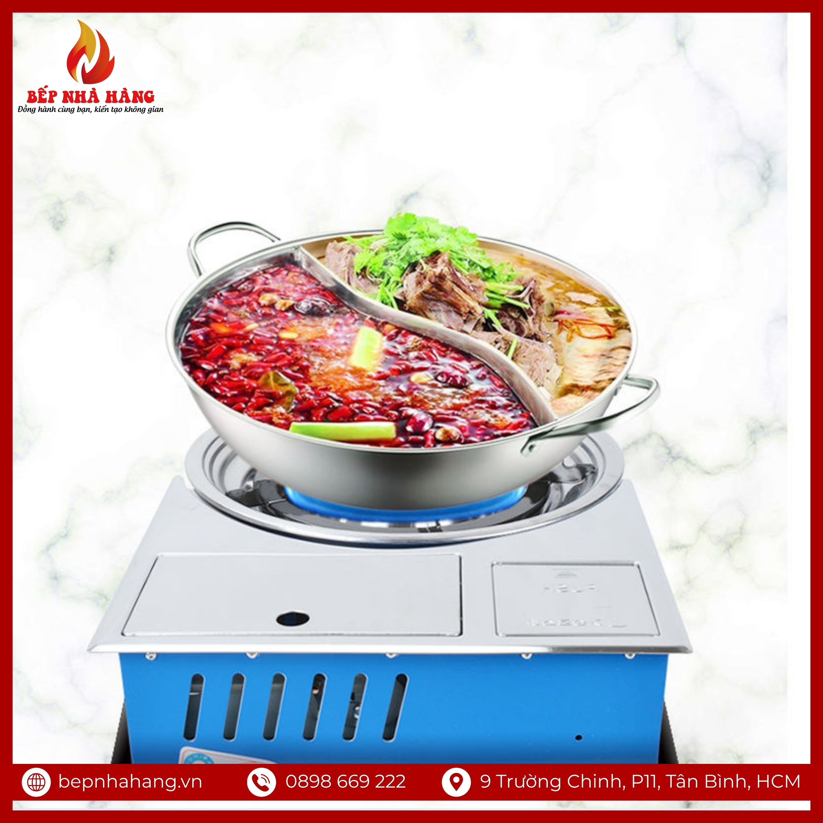 Bếp Nướng Gas Âm Bàn Nhà Hàng (Màu Xanh)