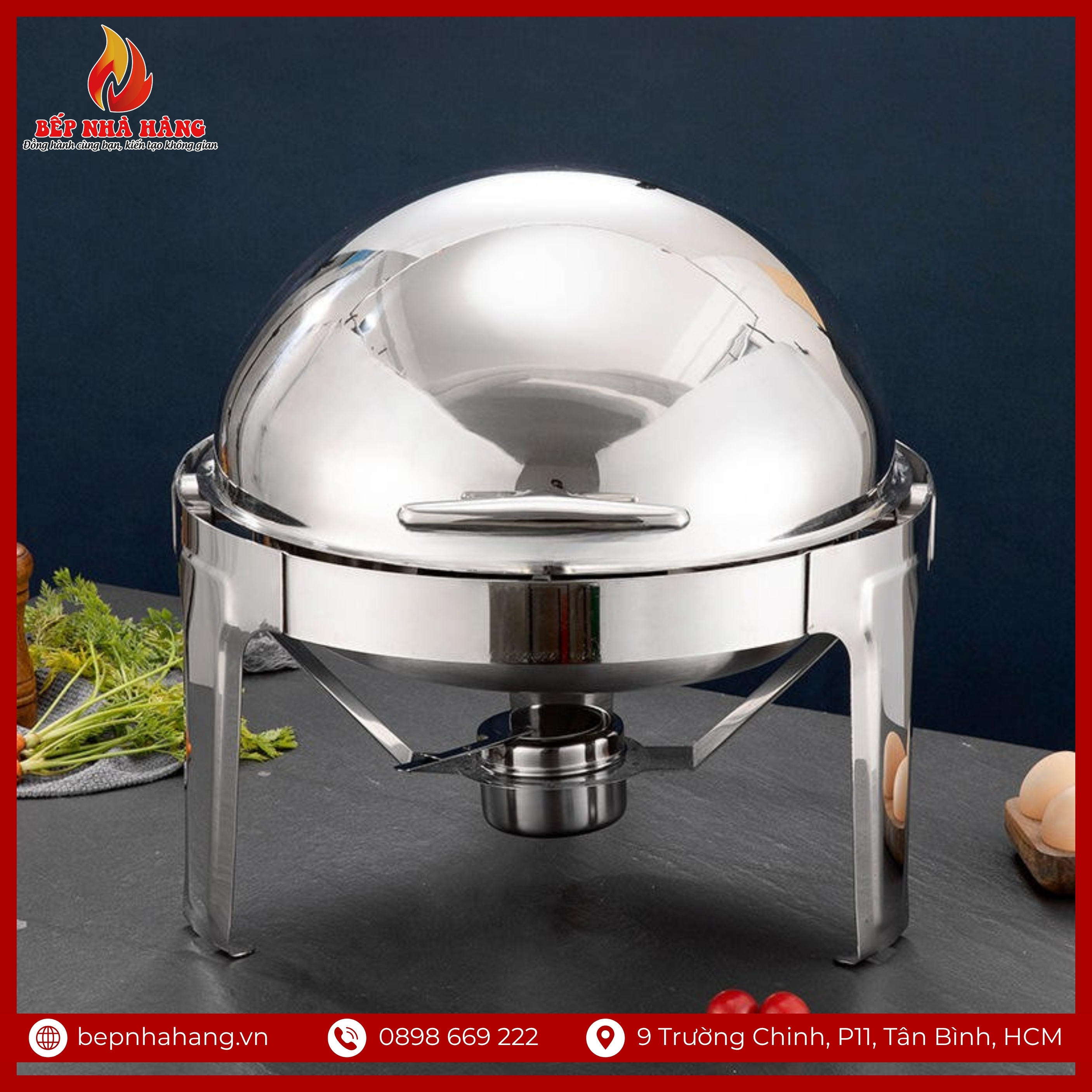 Nồi Hâm Nóng Buffet Tròn Inox Có Chân