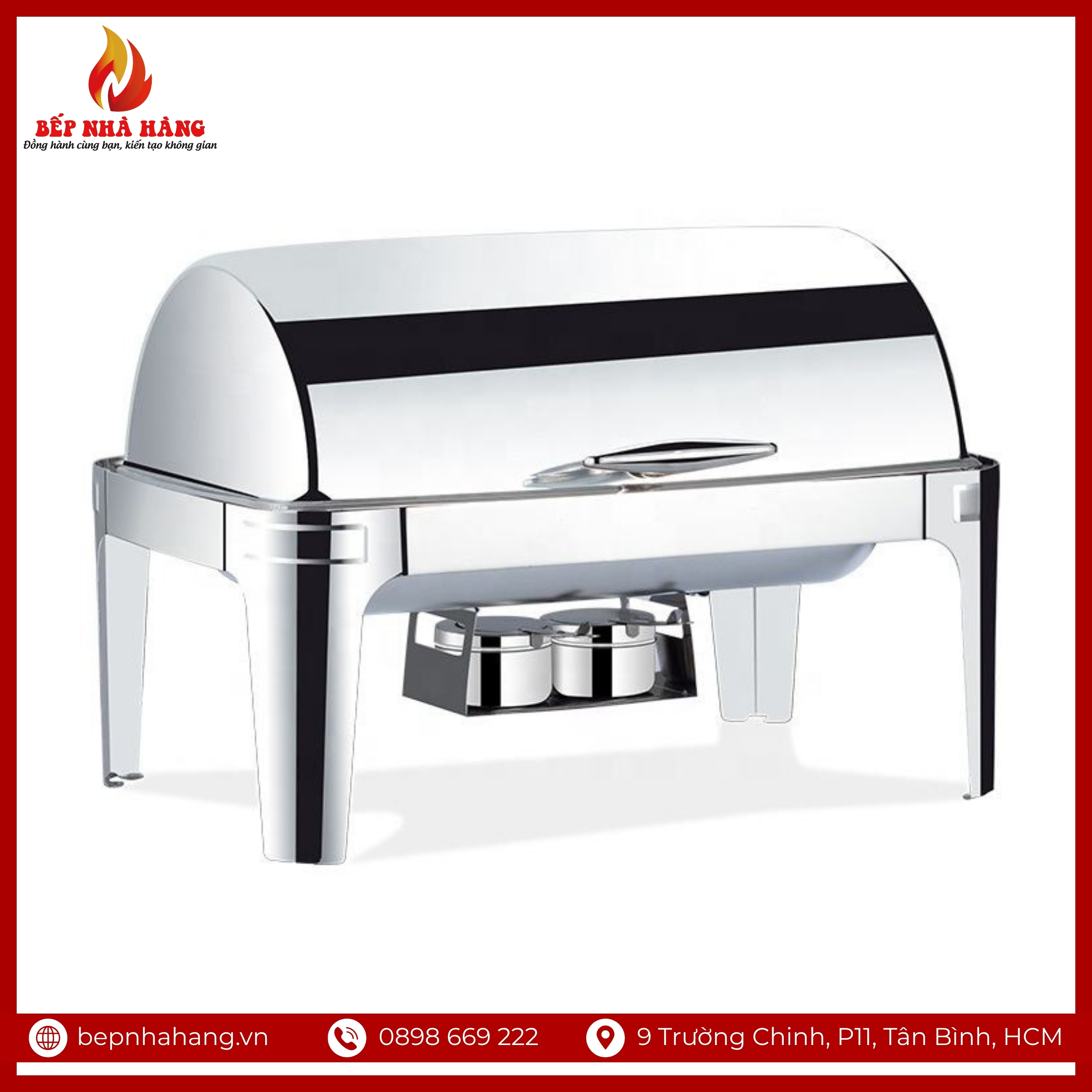 Cấu tạo nồi hâm buffet bán nguyệt inox có chân