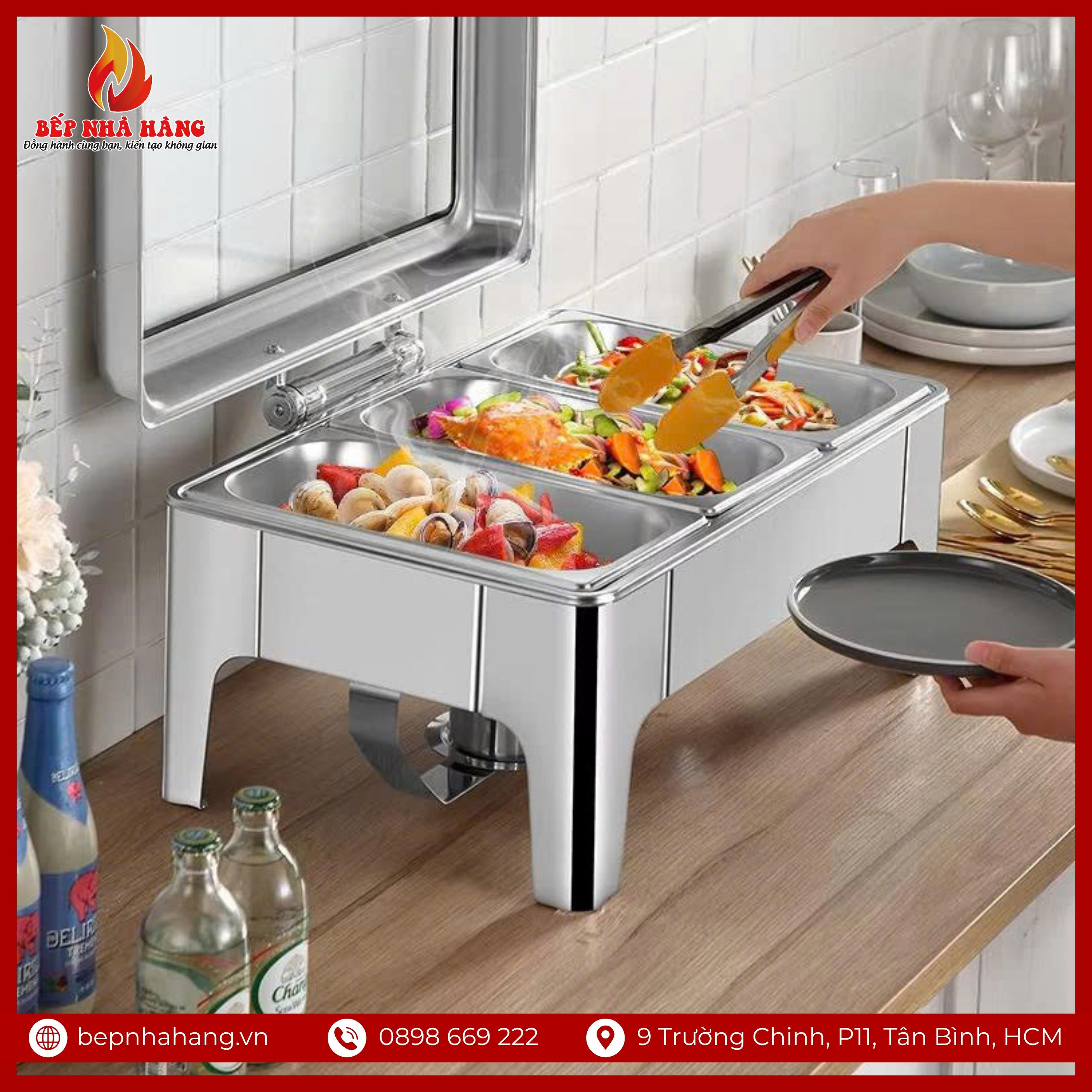 Ưu điểm nồi hâm nóng buffet hình chữ nhật chân cao