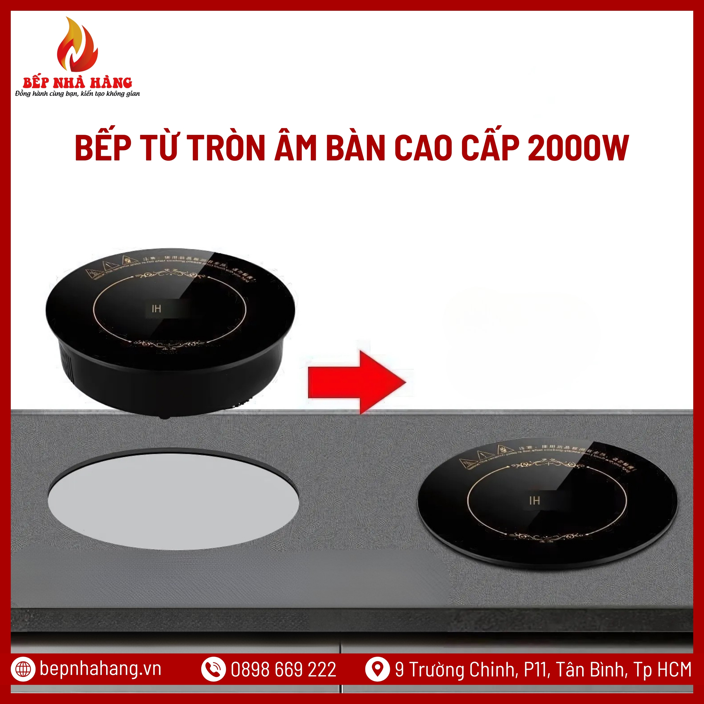Bếp từ âm bàn tròn 2000W tại Bếp Nhà Hàng