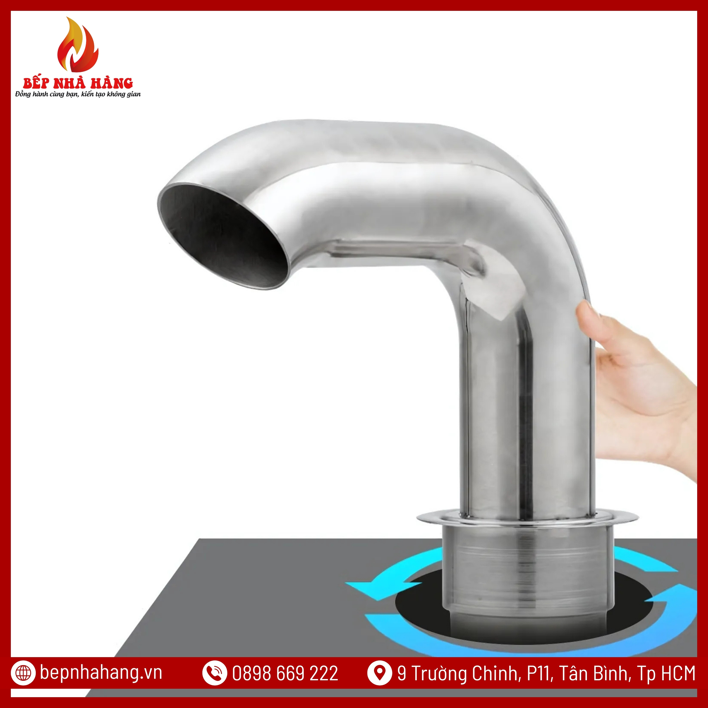 Ống Hút Khói Âm Bàn Nổi Màu Inox