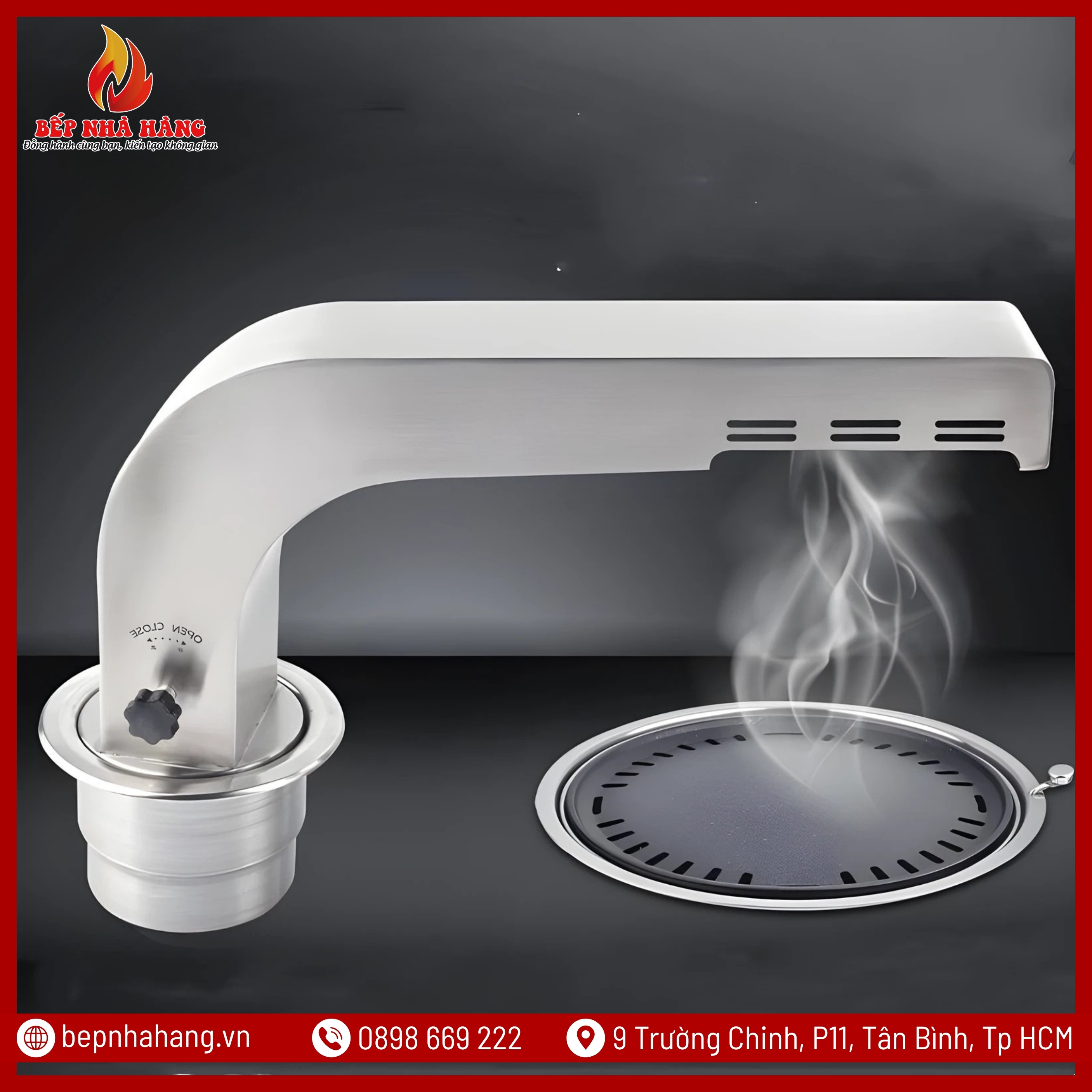 Ống Hút Khói Cong Tại Bàn Nướng BBQ Màu Bạc