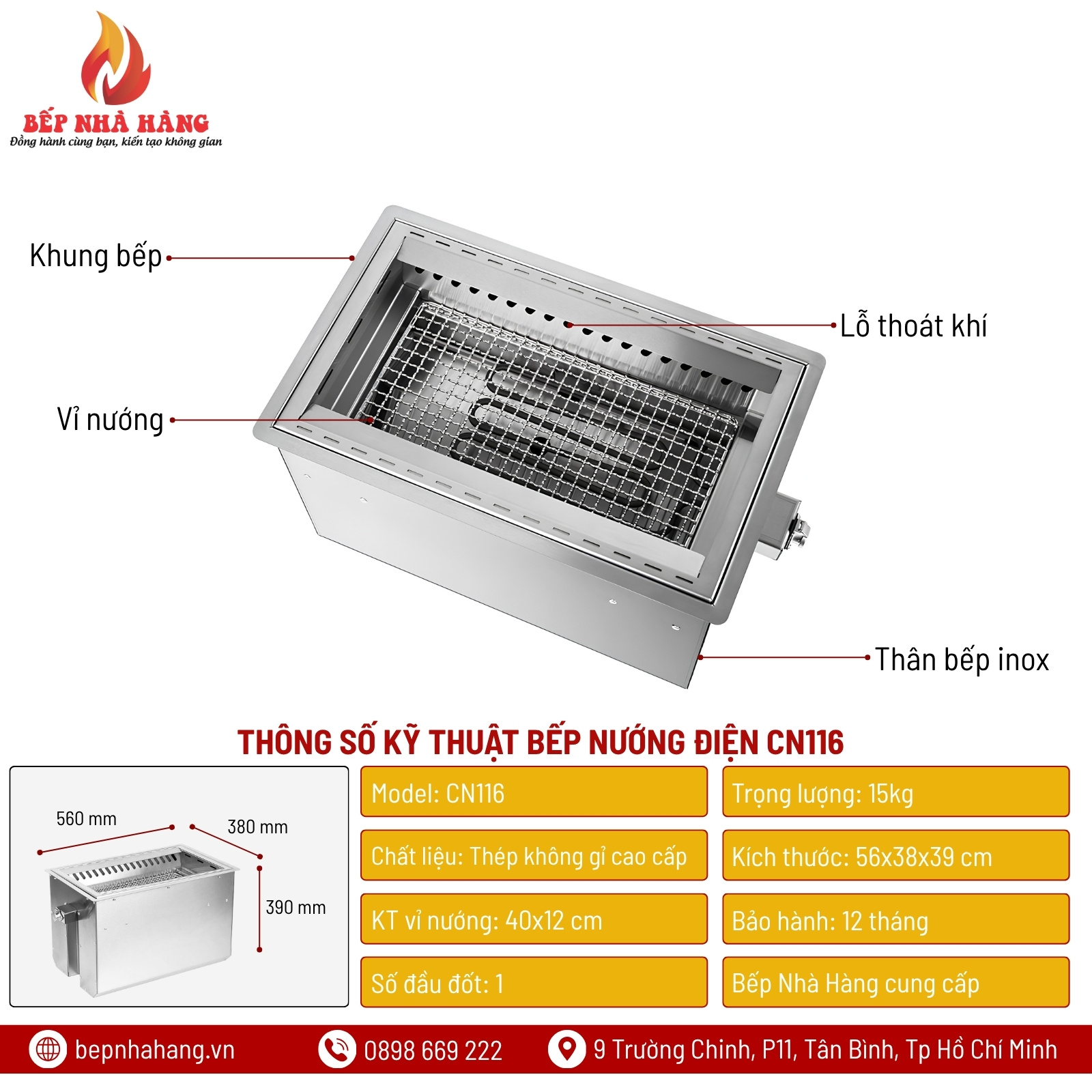 Thông Số Kỹ Thuật Bếp Nướng Điện CN116