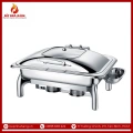 Nồi Hâm Nóng Buffet Chữ Nhật Inox Chân Kiềng Nắp Kính