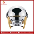 Nồi Hâm Nóng Buffet Tròn Inox Chân Cong Mạ Vàng