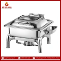 Nồi Hâm Nóng Buffet Vuông Inox Chân Kiềng Nắp Kính