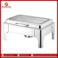 Nồi Hâm Nóng Buffet Chữ Nhật Chân Cao Nắp Kính