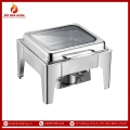 Nồi Hâm Nóng Buffet Vuông Chân Cao Nắp Kính